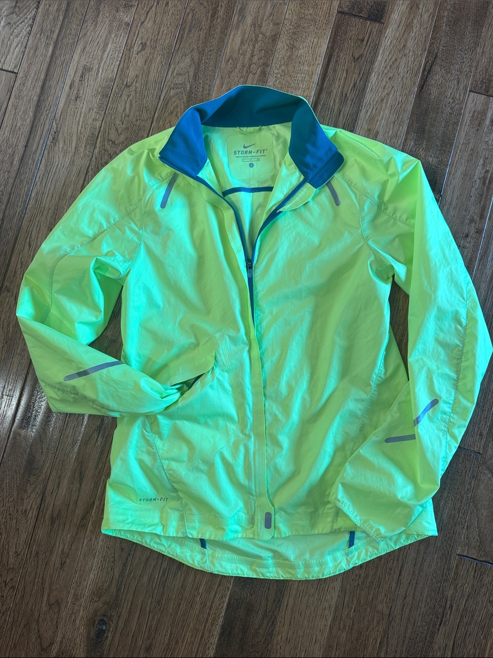 Nike Neon Green Storm-Fit Jacket with Teal Collar